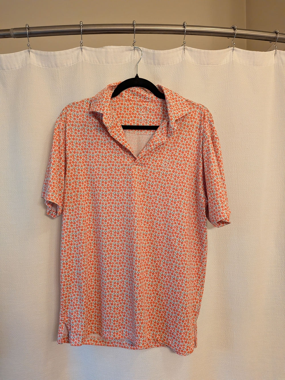 Rhoback Short Sleeve Polo in Melon and White Absolute Peach Small